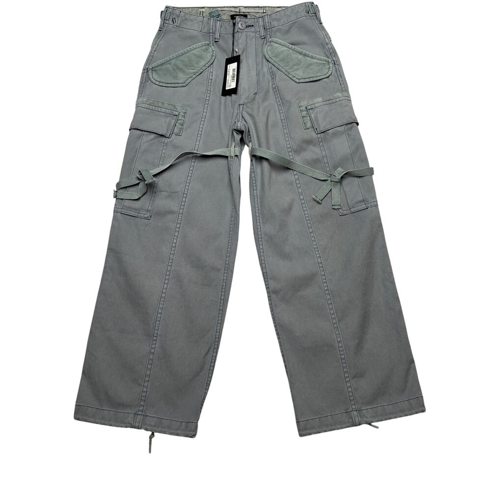 R13 Grey Utility Wide-Leg Cargo Pants